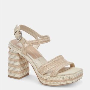 Dolce Vita Beige Woven Platform Wedge Sandals